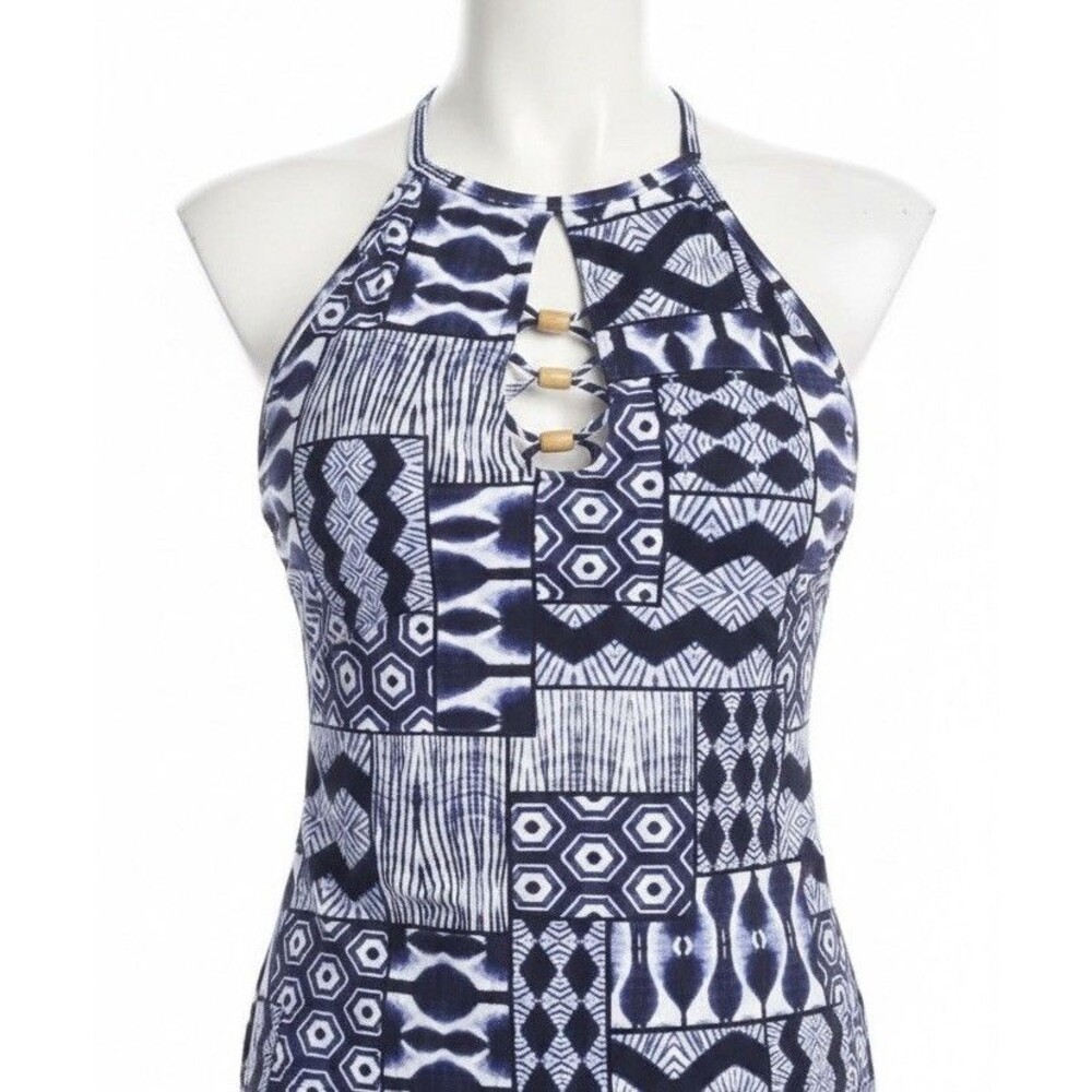 Bleu Rod Beattie High Neck Tankini TOP Navy Blue Colorway Island Time Sz 4 NEW